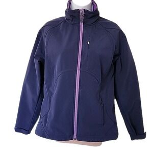 DOUBLE DIAMOND Fleece Lined Softshell Jacket W/Zip Pockets Purple Women's Medium